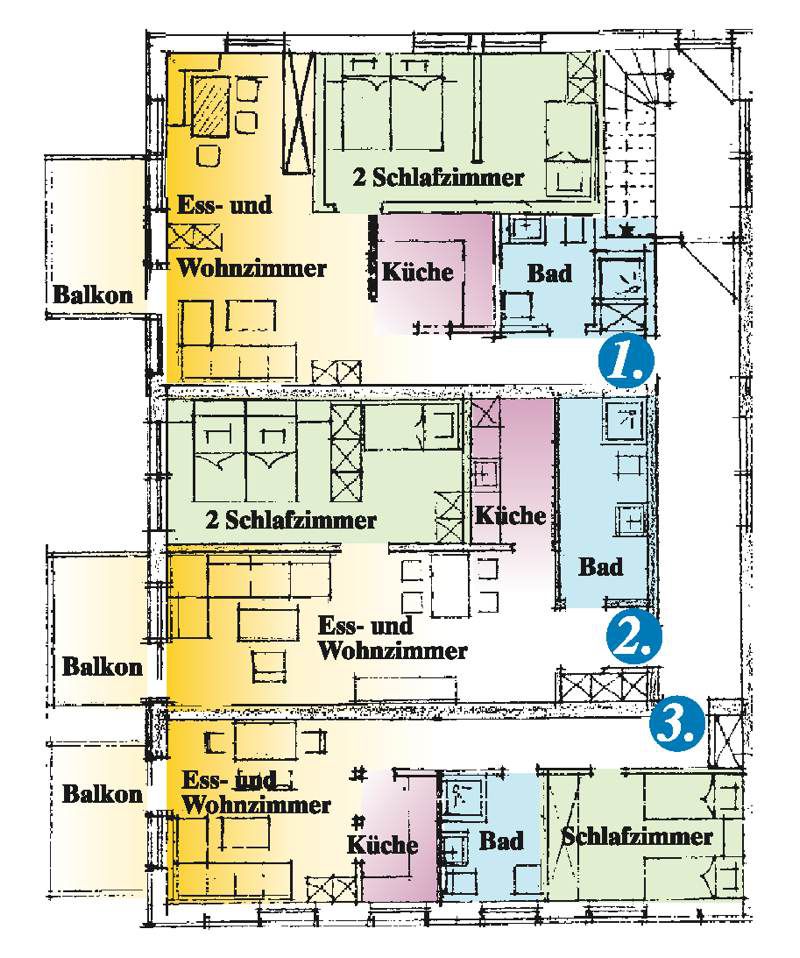 Grundriss Wohnung 1 bis 3